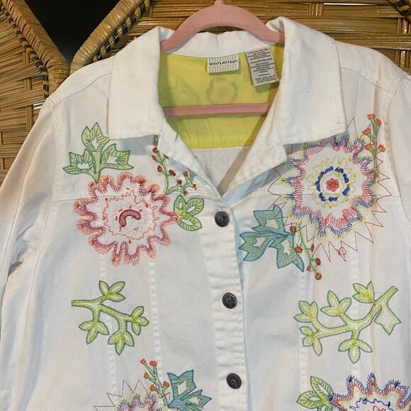 White Stag Embroidered Floral Denim Jacket XL 16/18 Boho Western Cottagecore - Picture 4 of 8